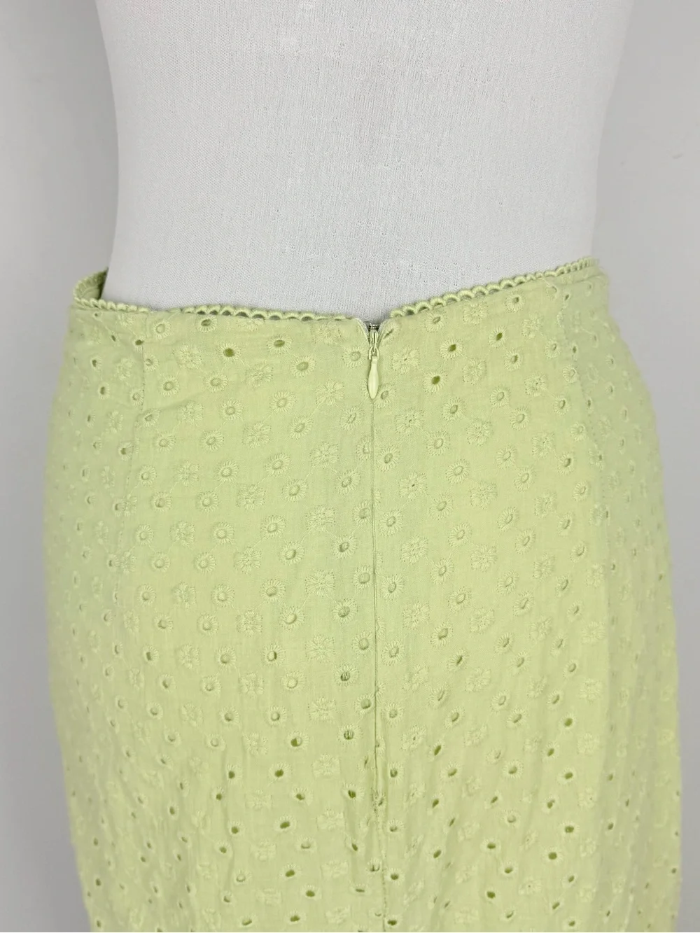 Altar'd State Lime Green Eyelet Embroidered Midi Pencil Skirt Large Cottagecore